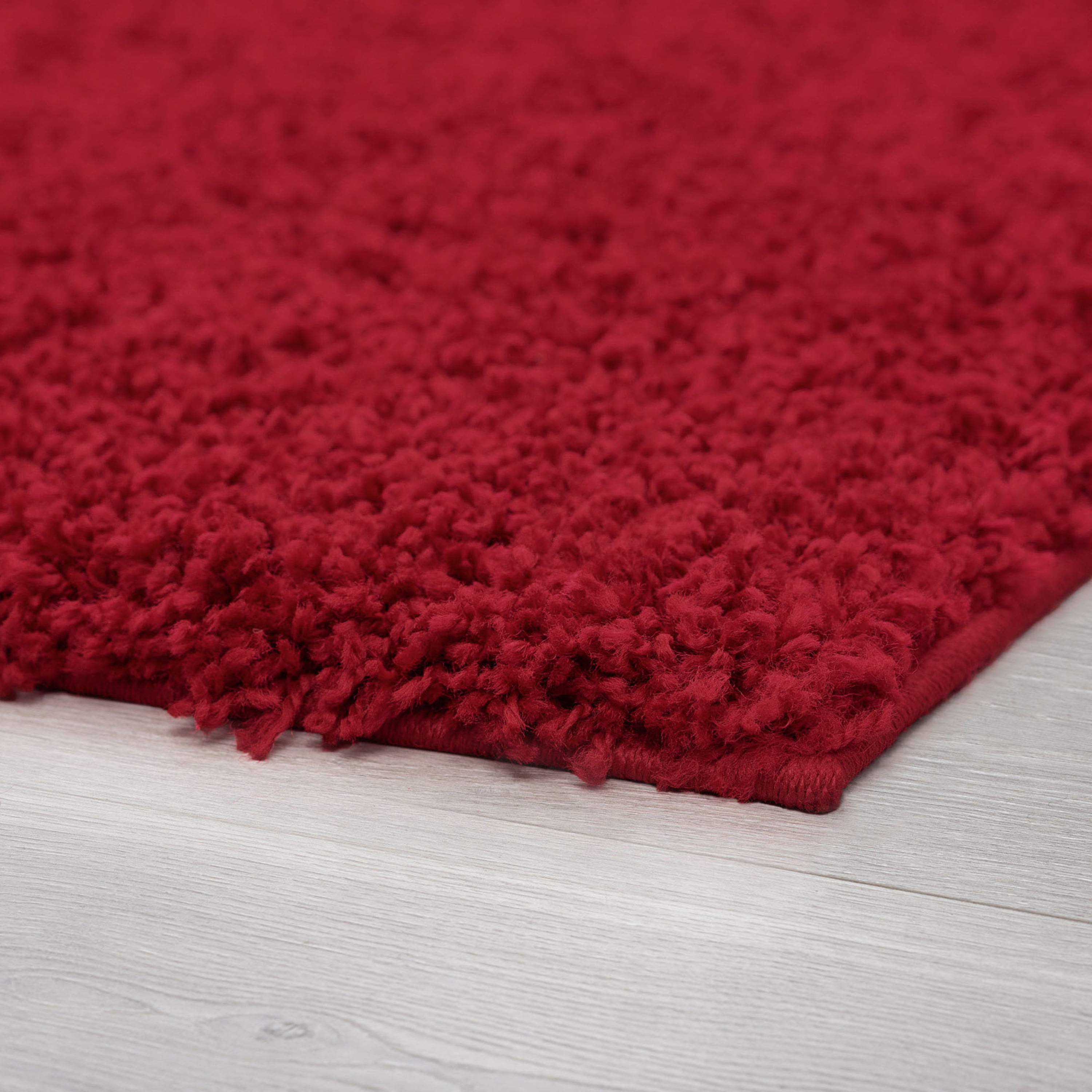 Transitional 8x10 Area Rug Shag Thick (7'10'' x 10'2'') Solid Red Living Room Easy to Clean