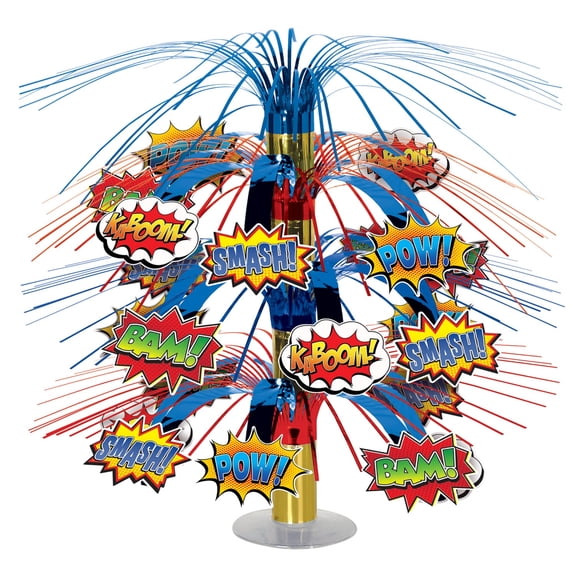 Beistle 3D Metallic Foil Action Hero Cartoon Cascading Table Centerpieces - 18"- Multicolor - Pack