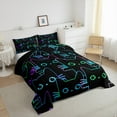 thumbnail image 5 of Erosebridal Cartoon Cat Bedding Twin Cute Black Cat Comforter Set Gradient Line Kitten Comforter, 3D Neon Rainbow Cat Bedding for Teens Adults Room Decor, 2Pcs Comforter, 5 of 6
