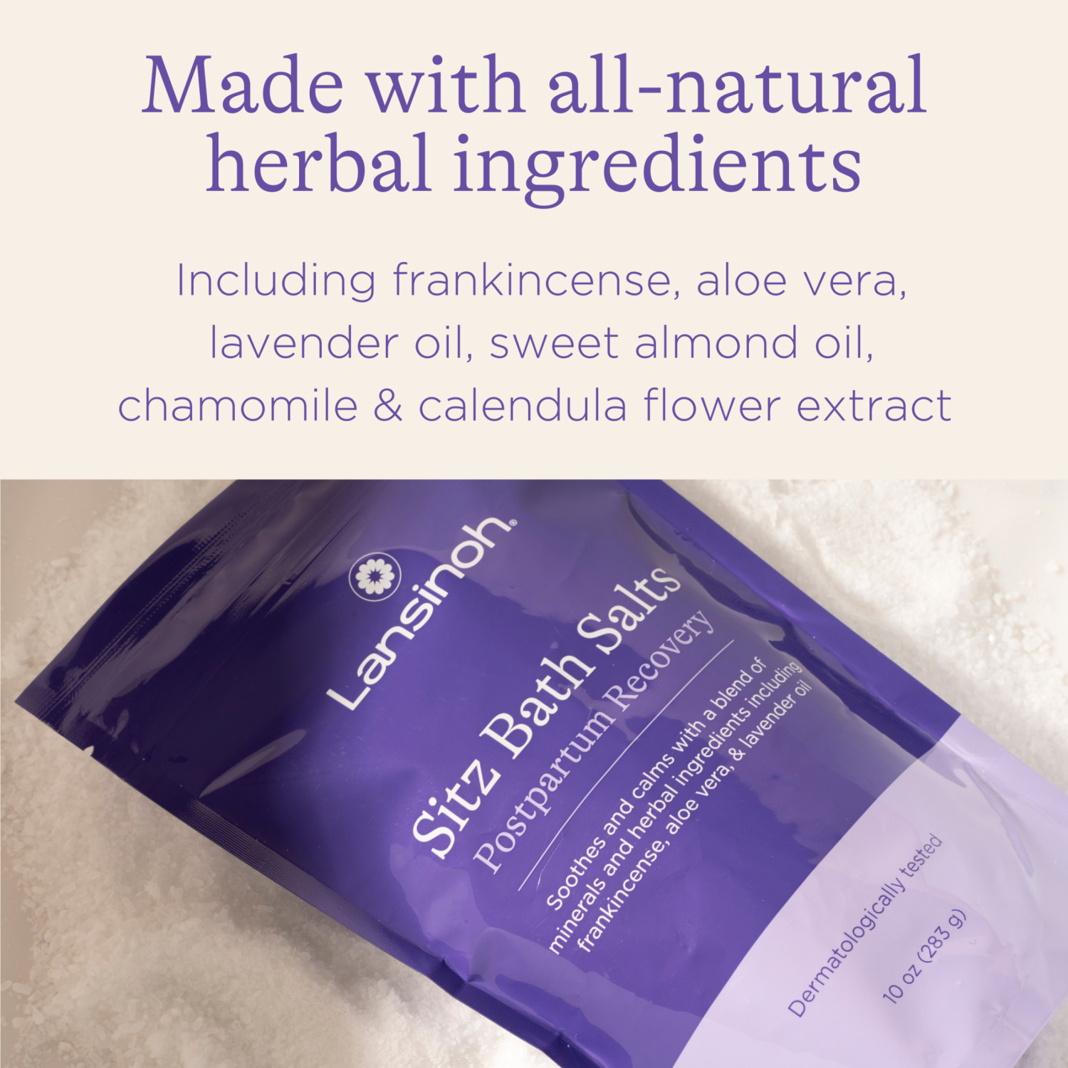 Lansinoh Sitz Bath Salts Postpartum Essentials, with Soothing and Calming Ingredients 10oz