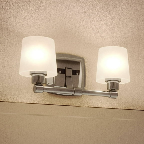 Luxury Industrial Indoor Bath Fixture, 7.25''H x 14.5''W, with Modern Farmhouse Style Elements, Classic Design, Polished Chrome Finish and Glass, UHP2870