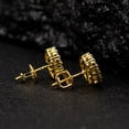 thumbnail image 6 of Yellow Gold Plated 925 Sterling Silver Screw Back Post Round Hip hop CZ Cluster Screw Back Circle Shape Ice Out Stud Earrings, 6 of 6
