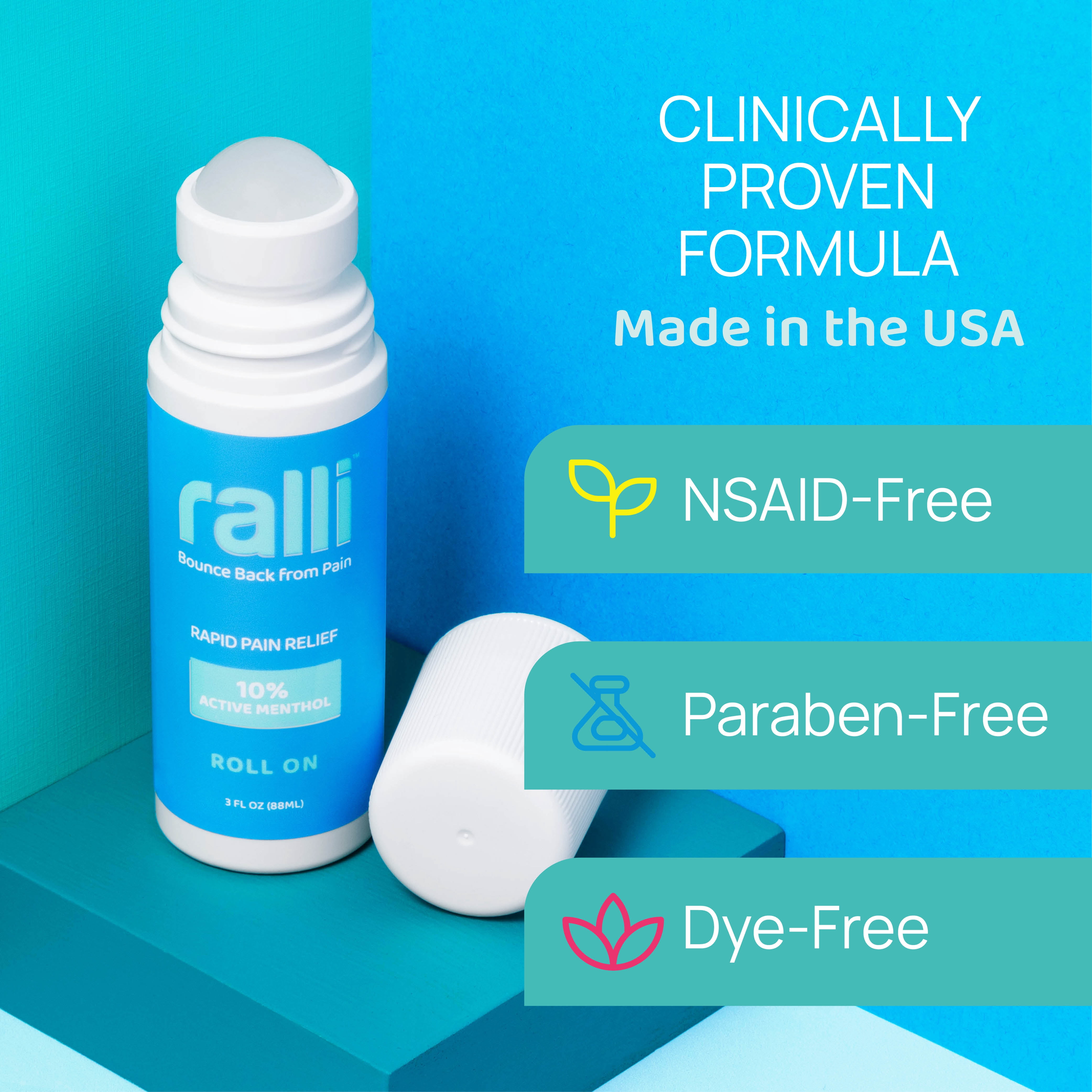 (2 pack) Ralli Rapid Pain Relief Roll-On for Muscle Aches, Joints, and Arthritis, 3oz OTC Medicine