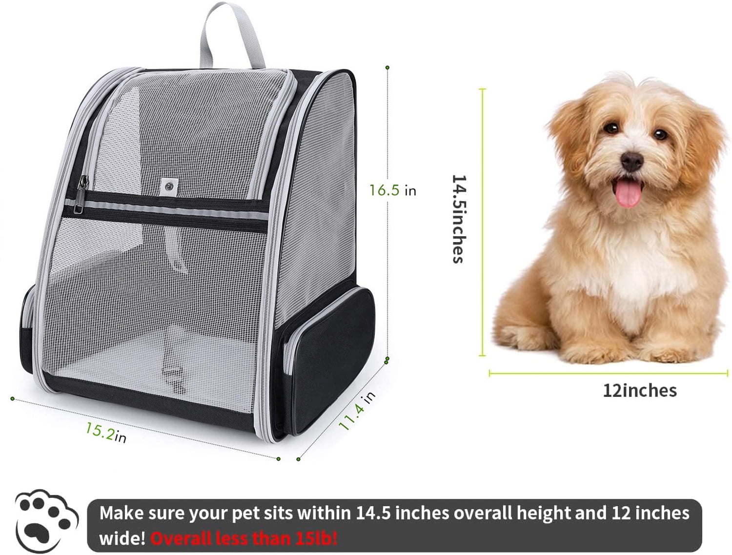 RUseeN Cat Backpack, Pet Carrier Backpack for Dogs and Cats,Puppies,Cat Backpack Carrier, Fully Ventilated Mesh,Airline Approved,Designed for Travel, Hiking, Walking & Outdoor Use