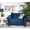 Navy Blue, variant on Textured Polyester Chair | Comfort in Contemporary Living | High - density Seat & Solid Wood Legs | Solves Poor Seating Aesthetics