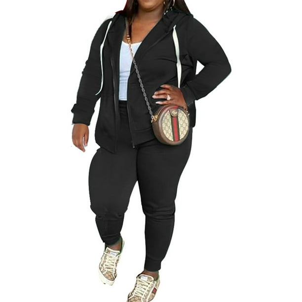 Bellella Ladies Two Piece Outfit Long Sleeve Sweatsuit Hoodie Jogger Set  Athletic Plus Size Tracksuit Sets Fitness Hooded Sweatshirt And Sweatpant