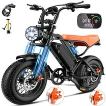 1200W Off-Road Electric Bike for Adults, 48V 18AH Removable Battery, 16" Wide Tires, 5-Speed Transmission, Dual Disc Brakes & Spring Suspension