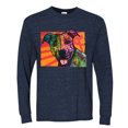 thumbnail image 2 of Cute Smiling Neon Pitbull Dog Breed Dog Lover Mens Long Sleeve Shirt, Vintage Heather Navy, X-Large, 2 of 3