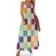 thumbnail image 1 of Nuevo vestido sin mangas con estampado de cuadros coloridos n.° 5, vestido de manga larga, vestido largo de verano para mujer, vestido largo, 1 of 7