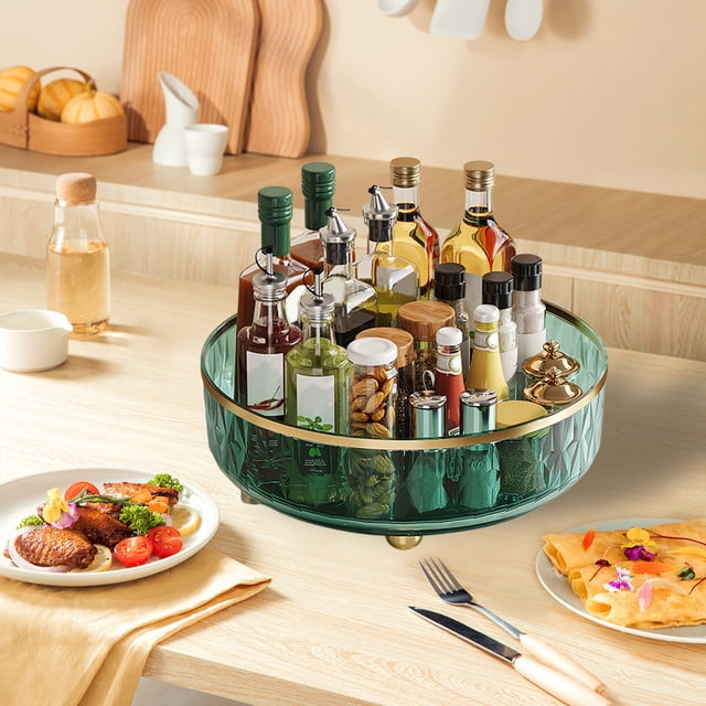 Matoen Household Transparent Rotatable Round Fruit Tray Transparent Plastic Dry Fruit Tray Snack Candy Tray Transparent Tray Body Easy To Clean Stacked Storage