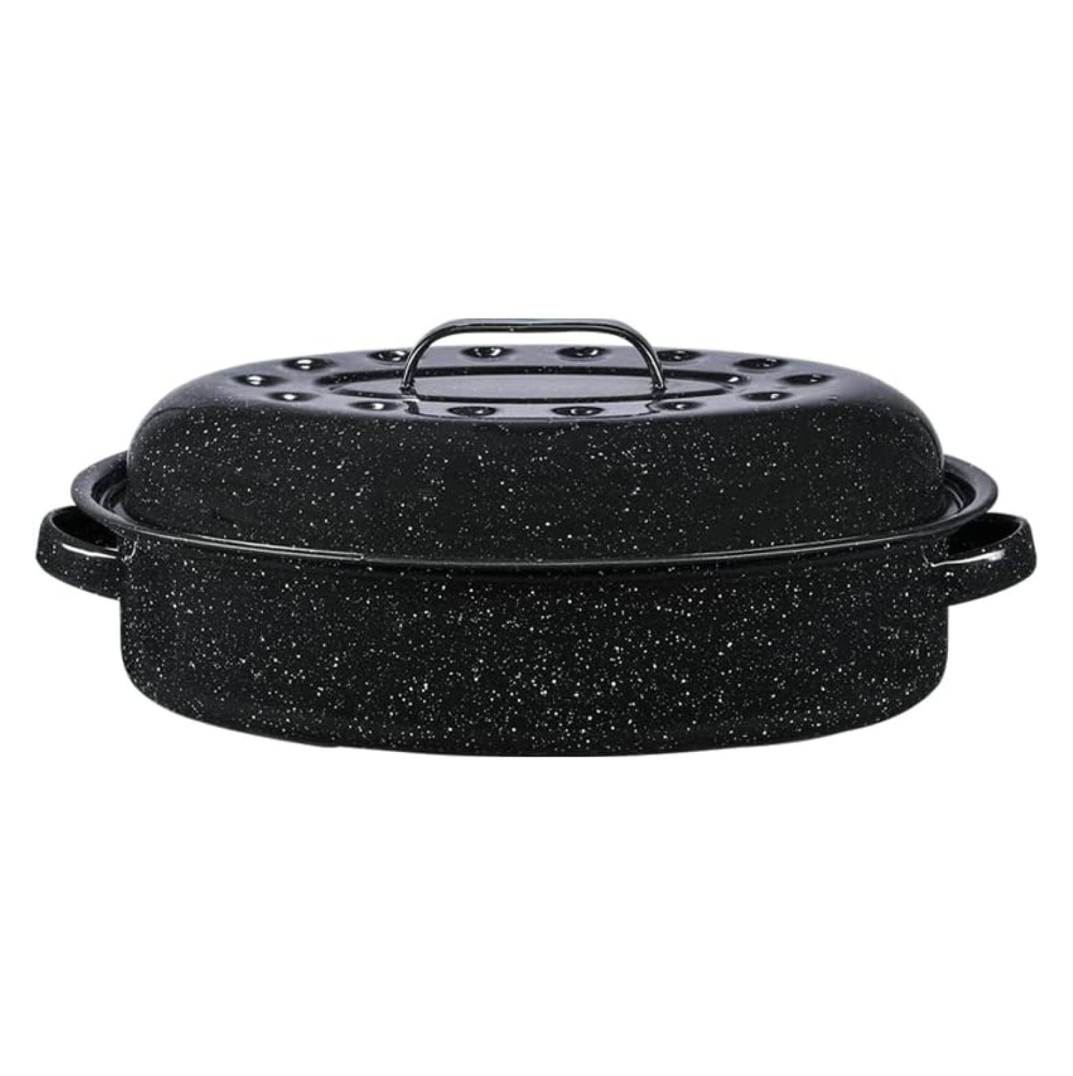 IMUSA 11in H. Cajun Cast Aluminum Oval Roaster with Lid
