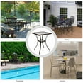 thumbnail image 4 of Spaco 28.5'' Square Tempered Glass Metal Table with Rattan Edging, 4 of 5