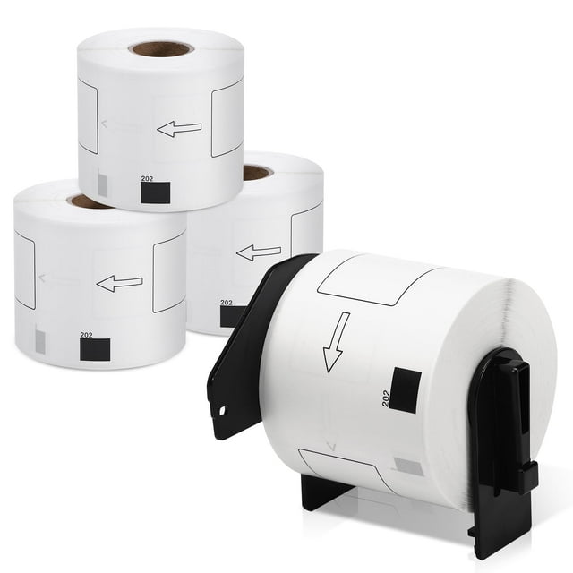 Rollos de etiquetas MarkDomain DK-1202 compatibles con 62 x 100 mm, paquete de 4
