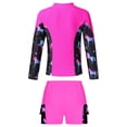 thumbnail image 2 of TTAO Girls Two Piece Rash Guard Swimsuit Zipper Front Long Sleeve Swim Shirts with Boyleg Shorts Set Hot Pink 16, 2 of 5