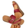 thumbnail image 4 of hlysgo Womens Flat Sandals with Arch Support Adjustable Straps Comfortable Summer Walking Casual Flip Flops Red 9, 4 of 6