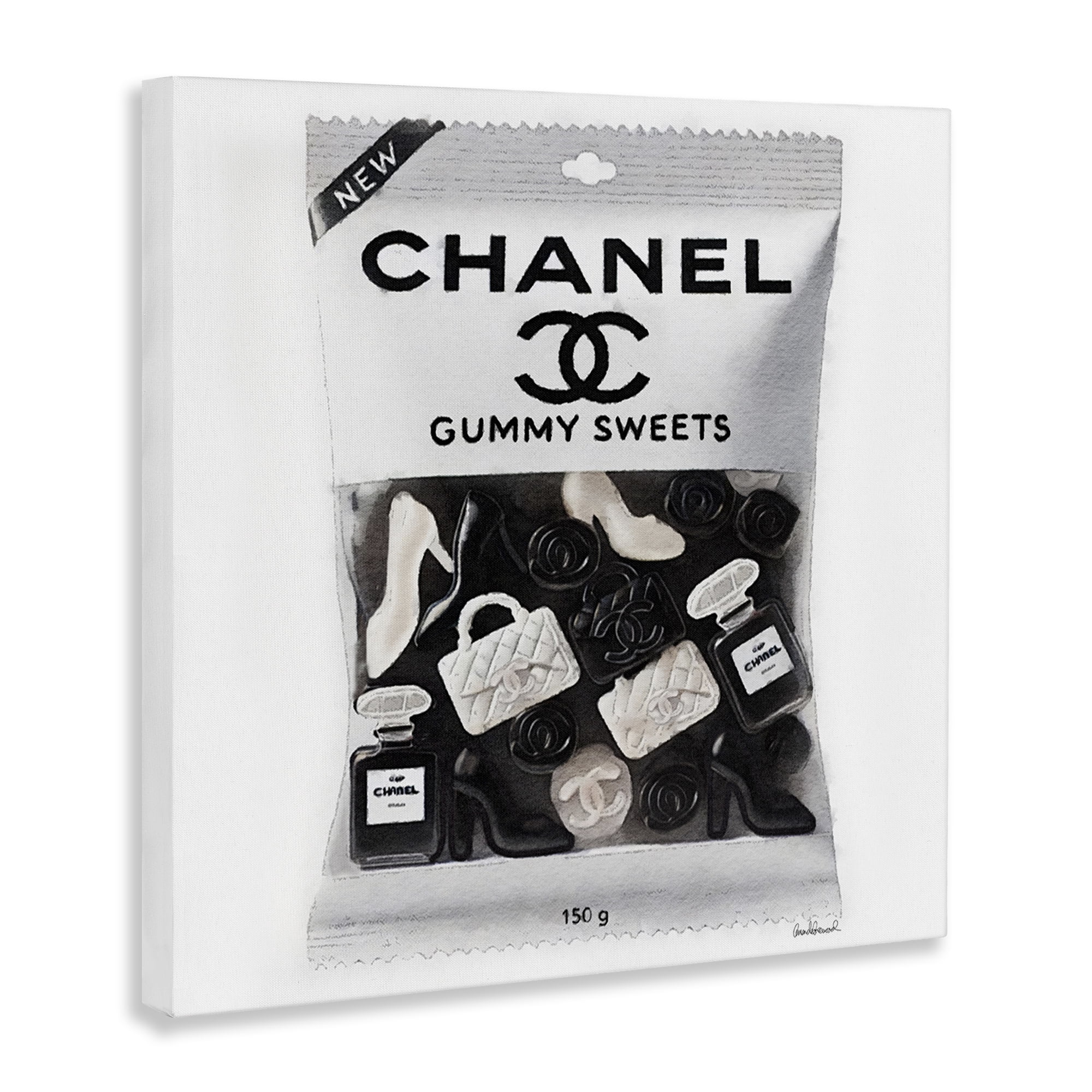 Stupell Industries White & Black Fashion Candy Fashion Painting Wrapped Canvas Art Print Wall Art, 17 x 17