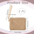 thumbnail image 2 of Bolsa de cosméticos tejida de paja beige, bolsos de playa de paja, bolsos de mano portátiles para vacaciones y viajes., 2 of 9
