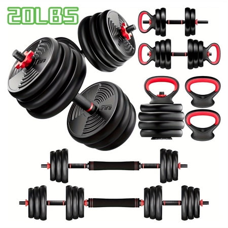 Multifunctional Adjustable Dumbbell Set 35-90lb with Double Nuts, Non-slip Bar | 4-in-1 Kettlebell, Barbell, Push-Up Stand | Home Gym Gift for Men & Women