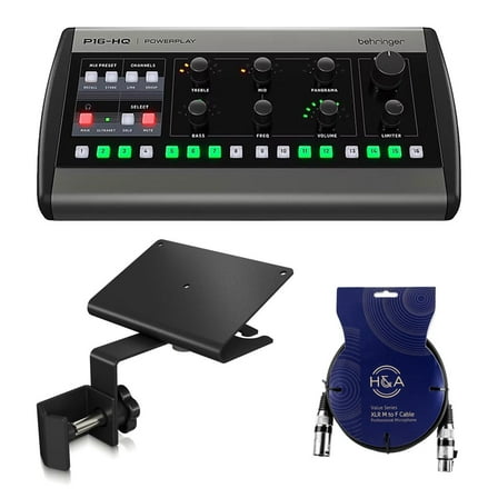 Behringer Behringer Powerplay 16 P16-M 16-Channel Digital Personal Mixer, Bundle with Mounting Bracket   H&A XLR Cable