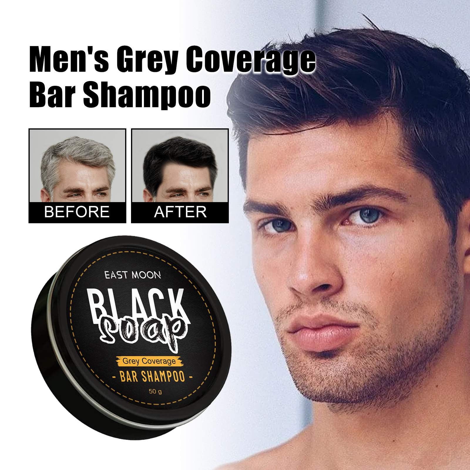 YiFudd Hair Men Bar Shampoo, Gray Hair Coverage Soap, Hair Darkening