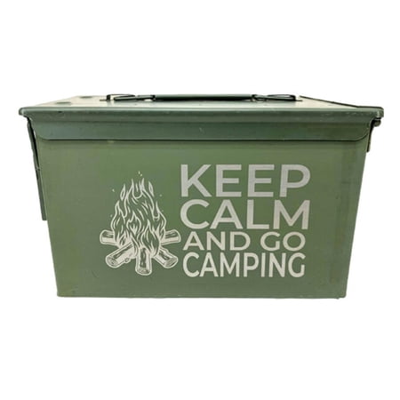Ammo Can Man Ammo Storage Can Laser Engraved Keep Calm and Go Camping With Locking Kit Option 50-Cal