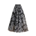 thumbnail image 1 of Aayomet Plus Size Skirts for Women Elastic High Waist Pattern Three Layer Mesh Large Swing Skirt (E, S), 1 of 5