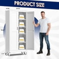thumbnail image 2 of 71" H Metal Garage Storage Cabinet, Rolling Tool Cabinet with 2 Doors and Wheels, Locker Steel Cabinet with 4 Adjustable Shelves, Organization Cabinet for Garage,Office,Home,Gym,School（White）, 2 of 7