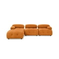thumbnail image 3 of Convertible Modular Sectional Sofa Couch, Velvet L-Shaped Sectional Sofa with Reversible Ottoman, Modern 4 Seater Button Tufted Corner Sofa Cloud Couch for Living Room Apartment, Orange, 3 of 9