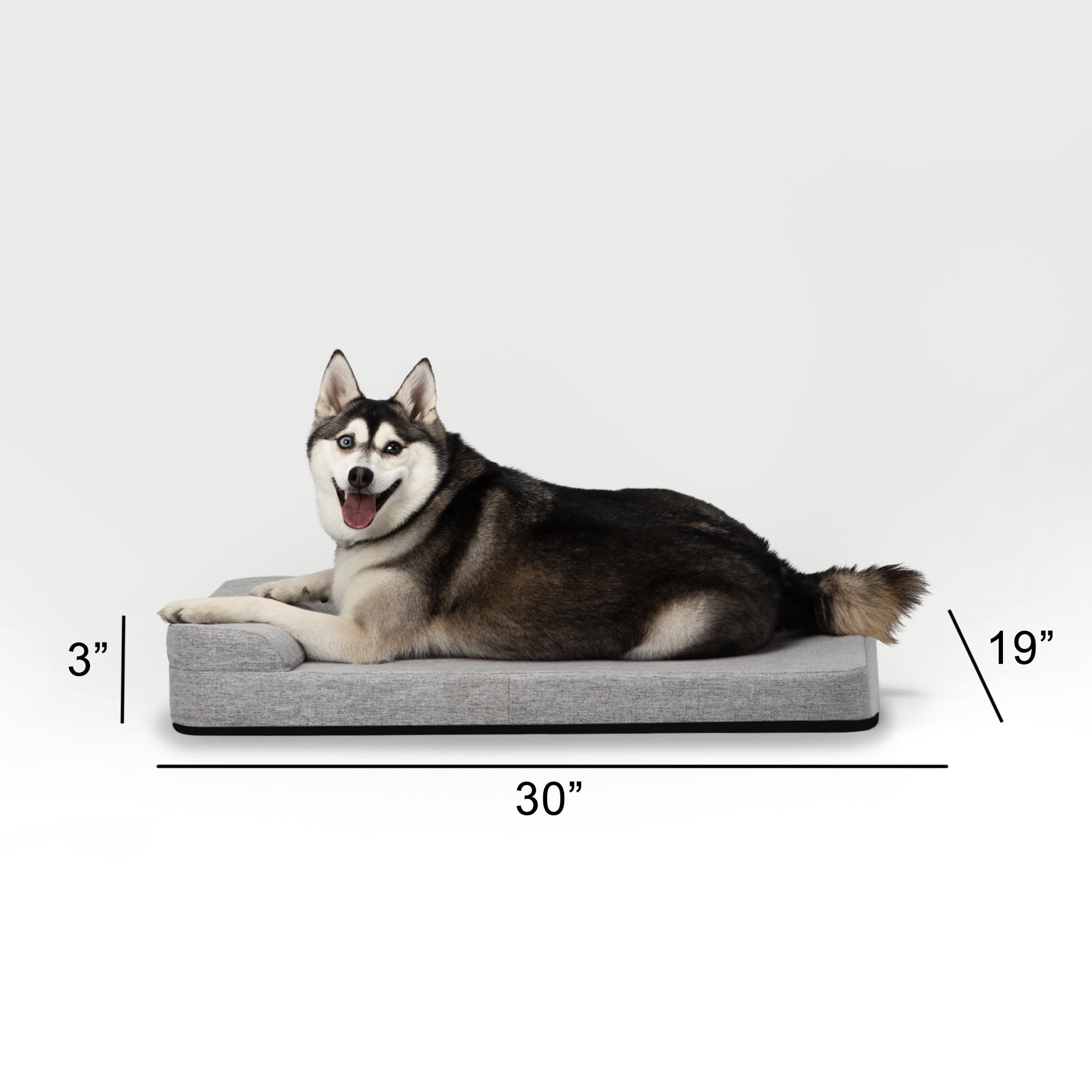Diggs 30" Bolstr Dog Bed with Headrest - Premium Memory Foam Pet Bed for Crate or Home - Grey
