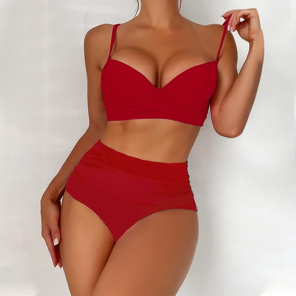 FcBaudy Womens Swimsuits Two Piece Swimsuit for Women Bathing Suit for Women New Fashion Comfortable Bikini Women's Sexy Plain Solid Color Swimsuit Bikinis Women Swimsuit Nylon