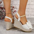 thumbnail image 4 of Rokment Womens Bowknot Wedge Dressy Sandals Elegant Open Toe Ankle Strap Platform Chunky High Heels Summer Dress Shoes for Bride Wedding Business Office, 4 of 7
