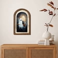 thumbnail image 4 of Fiaya Women Halloween Ghost Wooden Double-Layer Decorative Sign Arch Door Frame for Tabletop Wall Hanging Vintage Rustic Ornament Style C, 4 of 5