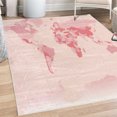 thumbnail image 1 of Earth Decorative Rug, Detailed World Map with All Countries Major Capital Cities Universe Continents, Quality Carpet for Bedroom Dorm and Living Room, 6 Sizes, Rose Blush, by Ambesonne, 1 of 4