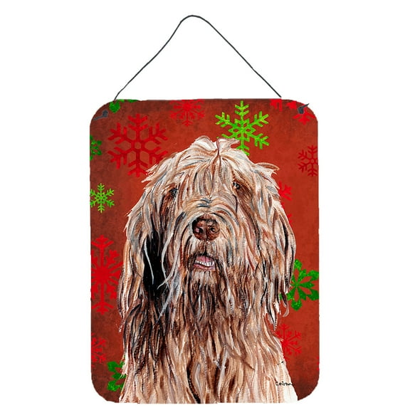 Carolines Treasures SC9757DS1216 Otterhound Red Snowflakes Holiday Wall or Door Hanging Prints 12WX16H multicolor