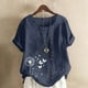thumbnail image 2 of Vestidos Casuales Para Mujer, Blusas De Mujer De Moda Blusa informal de lino con cuello redondo, manga corta y botones para mujer, 2 of 4