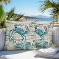 thumbnail image 2 of Outdoor Waterproof Pillow Covers Pack of 2, Vintage Crab Ocean Coral Anchor Shell Wood Grain Decorative Throw Pillowcases Cushion Covers for Garden Patio Tent Sofa Couch, 20x20 inch, 2 of 8