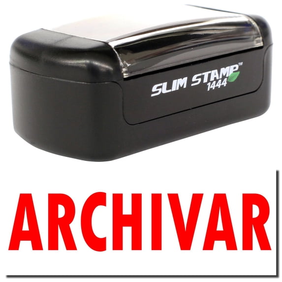 Slim Pre-Inked Archivar Stamp, Slim 1444, Ultra Slim Design, Impression Size 1/2" by 1-3/4", Up to 25,000 Impressions - Red Ink