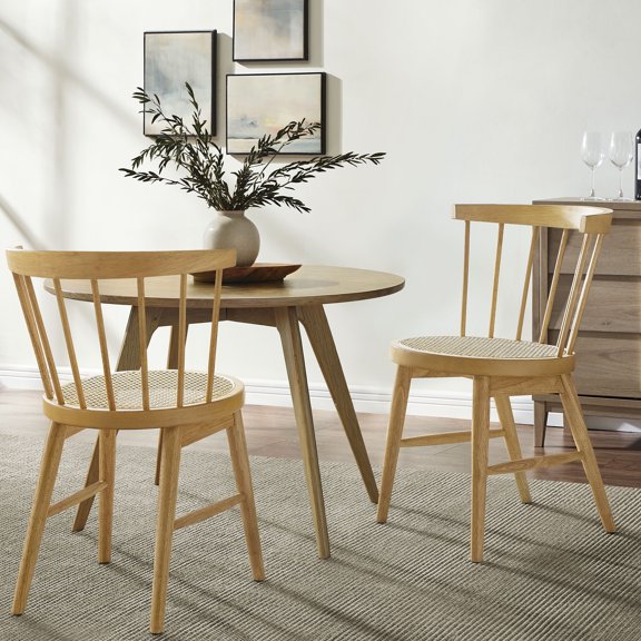 Lykke Curved Spindle Back Dining Chairs Set of 2 in Natural