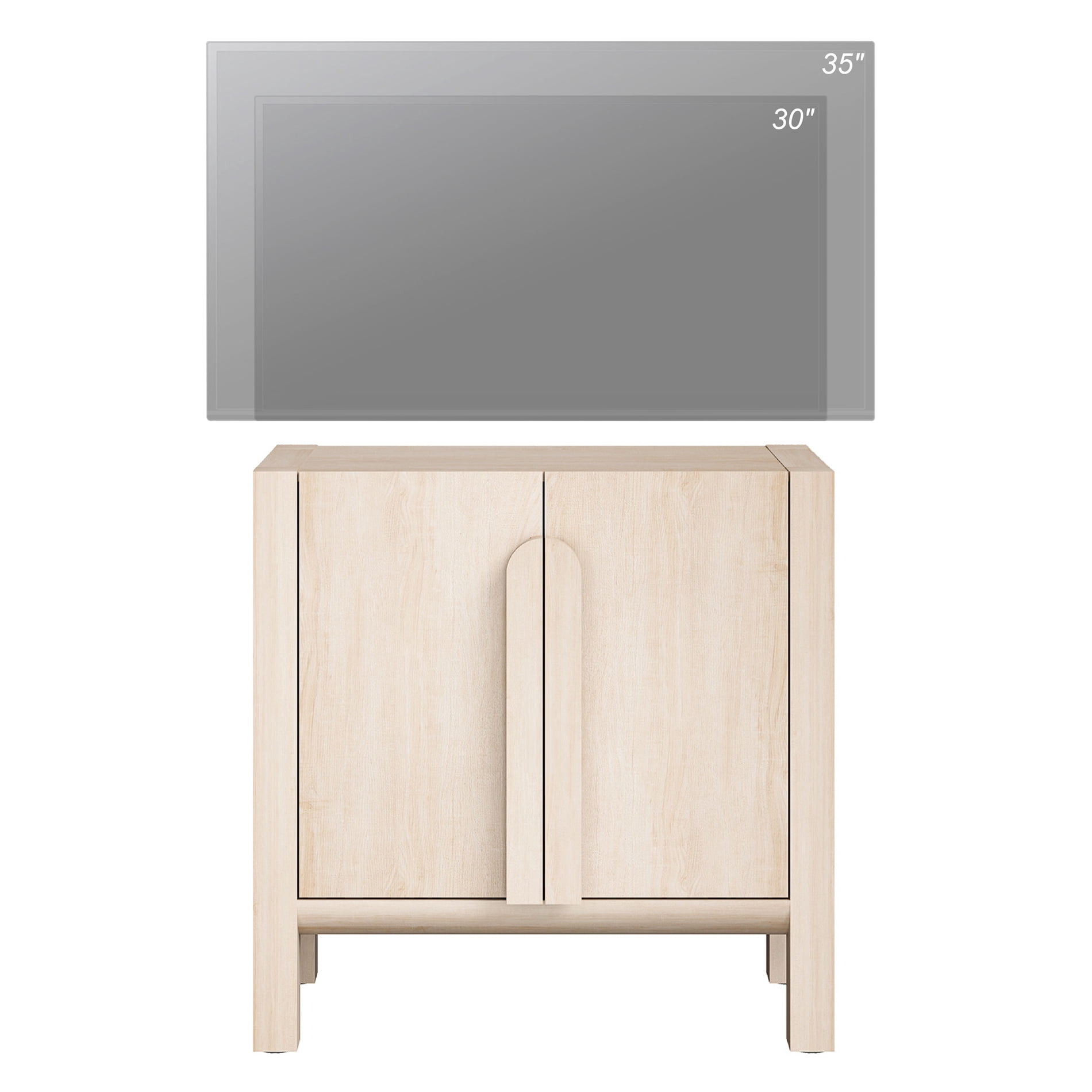 Mid-Century Modern 31.5" Sideboard Buffet Cabinet with Storage, Wood Credenza with 2 Doors and Adjustable Shelves for Kitchen Living Room, Dining Room