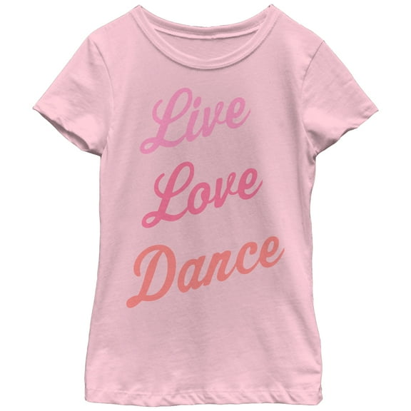 Girl's CHIN UP Live Love Dance Graphic Tee Light Pink Medium
