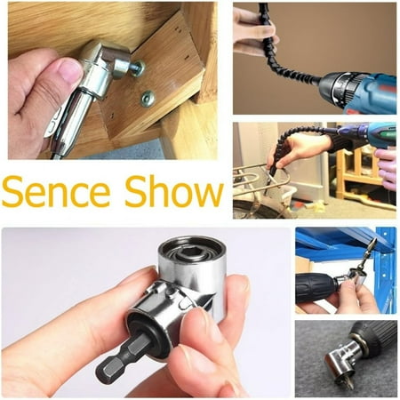 

JINZYQ Reliable Set of 2 Handy and Flexible Angle Extension Bit Kit including 105 Degree Right Angle Drill Adapter with Hex Shank Screwdriver Angled Bit Holder - Perfect for Power Drill
