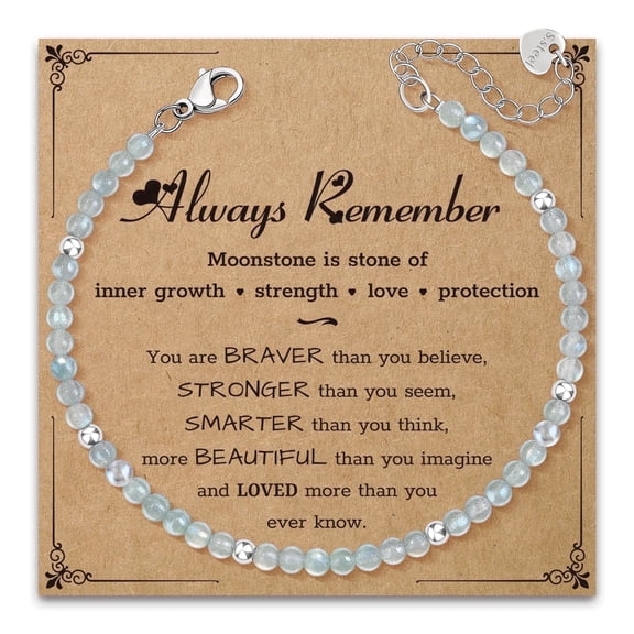 AGOT Inspirational Gifts Bracelets for Women: Healing Moonstone Bracelets with Positive Affirmations - Unique Gifts for Mom, Daughter, Wife, Coworker, Best Friend, Bestie, Granddaughter