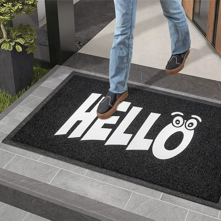 DSV Standard Outdoor Mat Hello for Home Entrance - 30x 17.5 Black  Non-Slip Welcome Mat 