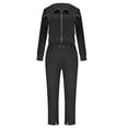 thumbnail image 4 of STETMN Women's Plain 2 Piece Tracksuit Full Zip Lapel Jacket Drawstring Split Sweatpant Lounge Sets, 4 of 6