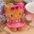 thumbnail image 4 of Una cosa Llavero con colgante de Sanrio hawaiano de Hello Kitty de Kawaii, juguetes de peluche de dibujos animados, anillo de natación marrón y blanco, peluches rellenos, llavero, Regalos vacaciones, 4 of 12