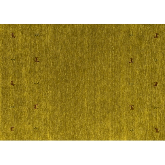 Ahgly Company Indoor Rectangle Abstract Yellow Contemporary Area Rugs, 5' x 7'