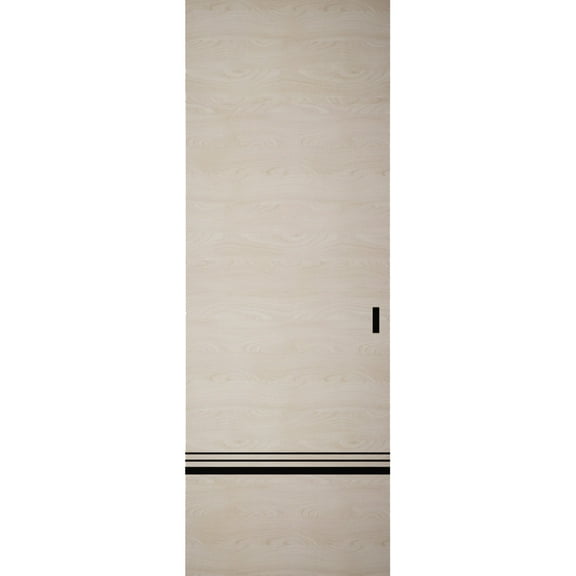 Hidden Barn | Planum 0012 Natural Veneer | Sturdy Finished Flush Modern Doors | Magic Concealed Sliding Set 18" x 80"