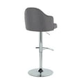 thumbnail image 4 of Ahoy Grey Fabric Bar Stools (Set of 2) - Chrome Metal Adjustable Swivel Barstools with Footrest - Contemporary Design, Indoor Use, 4 of 6