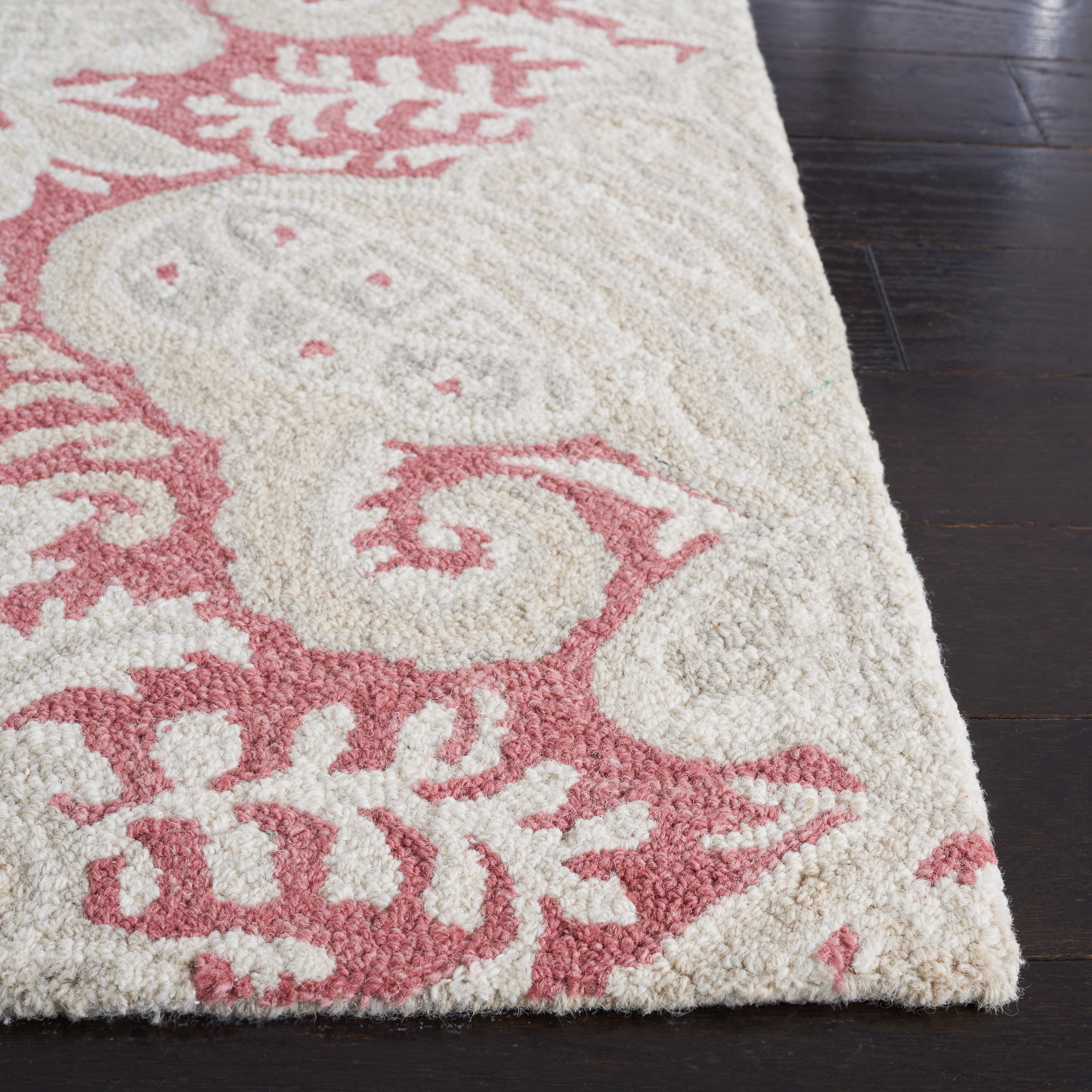 SAFAVIEH Micro-Loop Deziree Floral Area Rug, Pink/Beige, 9' x 12'