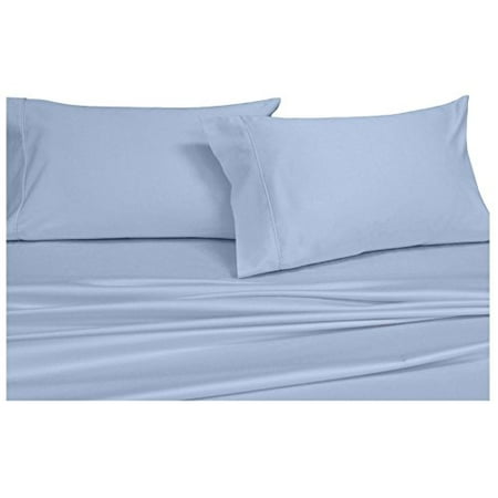 Royal Hotel Top-Split-California-King: Adjustable Cal King Bed Sheets 4PC Solid Blue 100% Cotton 600-Thread-Count, Deep